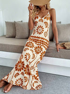 Vestido Longo Boho de Alças Finas com Bainha Assimétrica - La Lecce