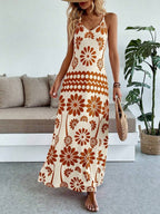Vestido Longo Boho de Alças Finas com Bainha Assimétrica - La Lecce