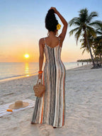 Vestido Maxi Boho de Alças com Costas Abertas e Bolsos