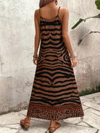 Vestido Longo Estampa de Onça com Alças Finas
