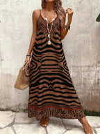 Vestido Longo Estampa de Onça com Alças Finas