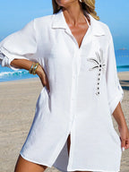 Saída de Praia Kimono Camisa Oversized com Botões