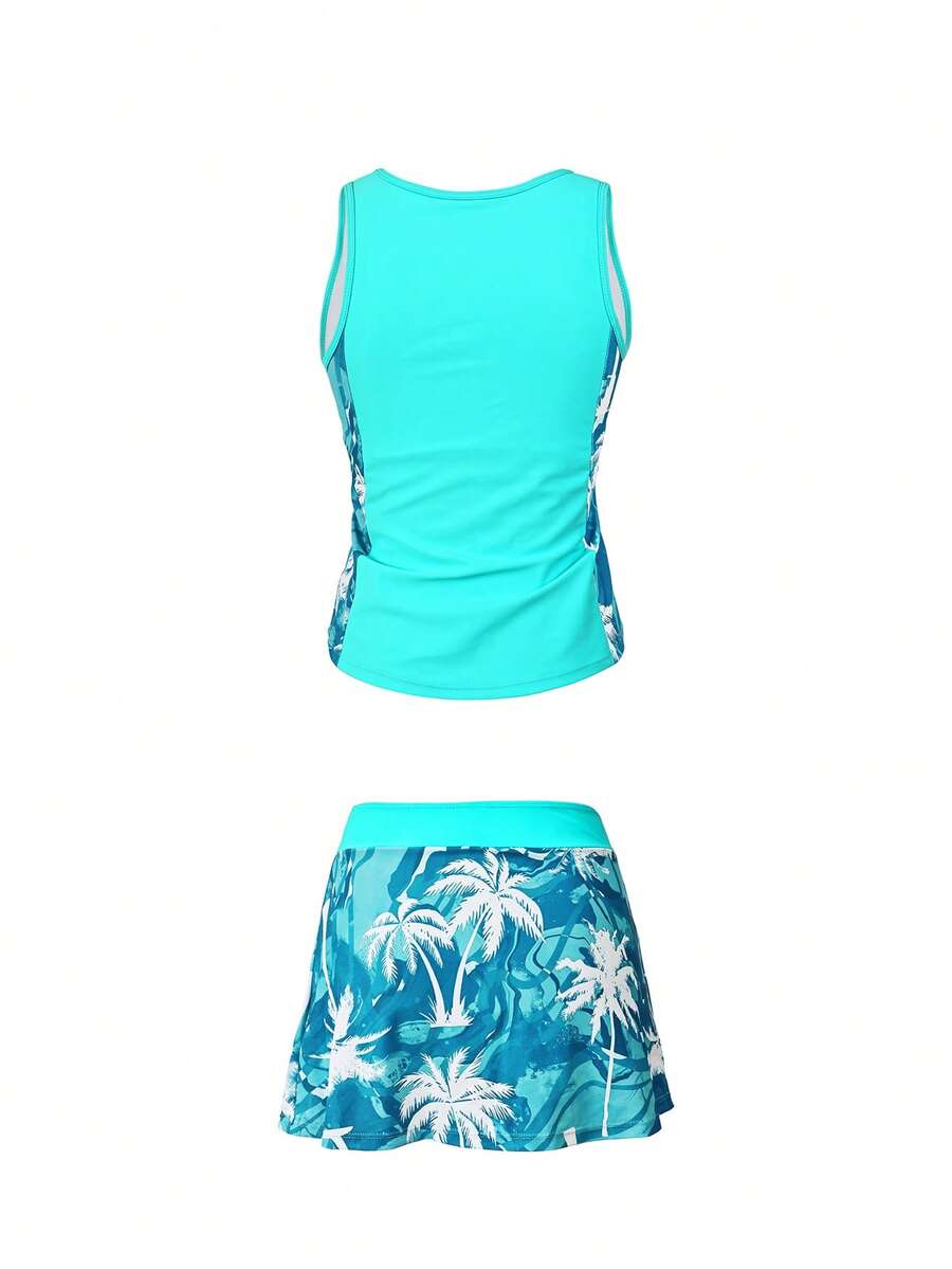 Conjunto de Praia 2 Peças com Regata e Saia Shorts Estampada