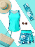 Conjunto de Praia 2 Peças com Regata e Saia Shorts Estampada