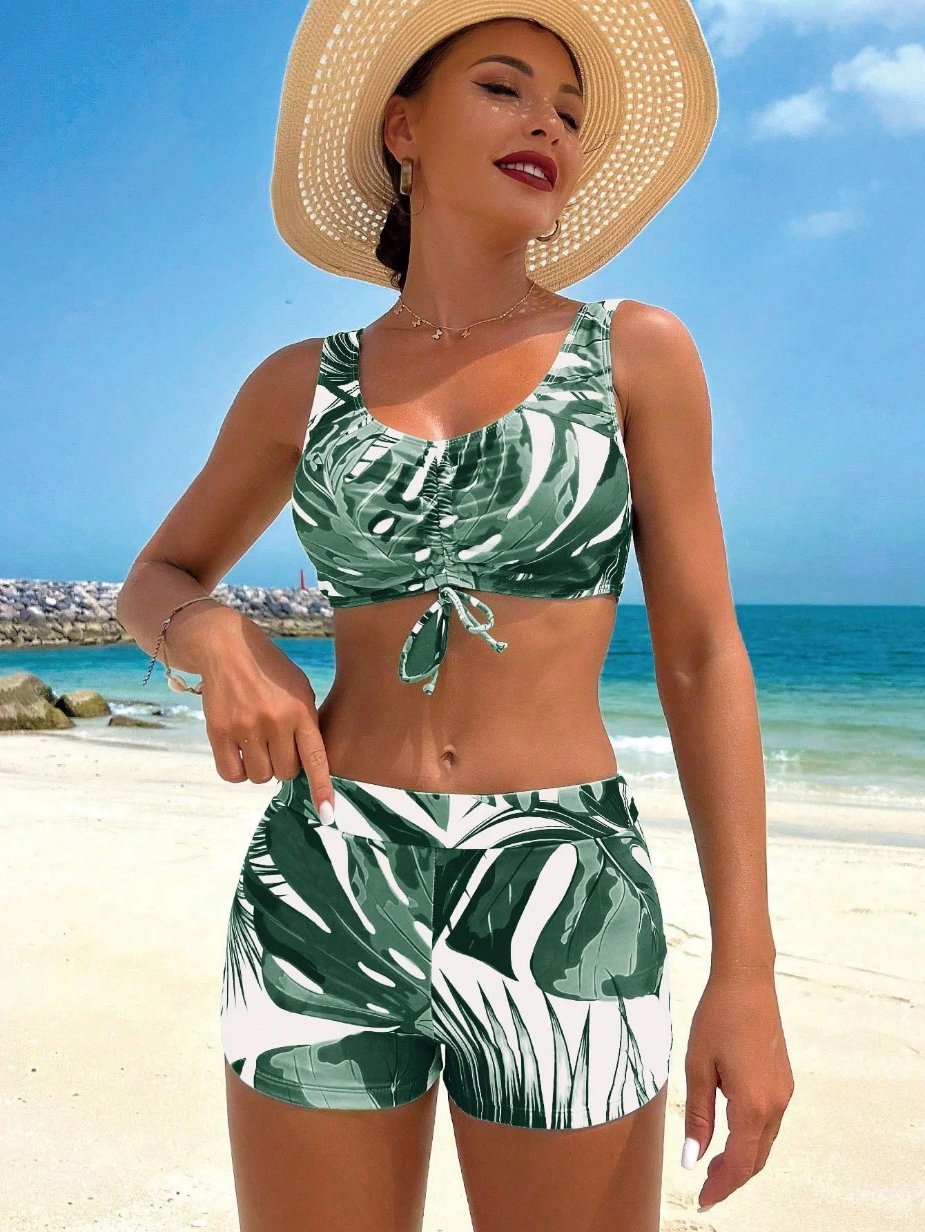 Conjunto Tropical 3 Peças com Saída de Praia