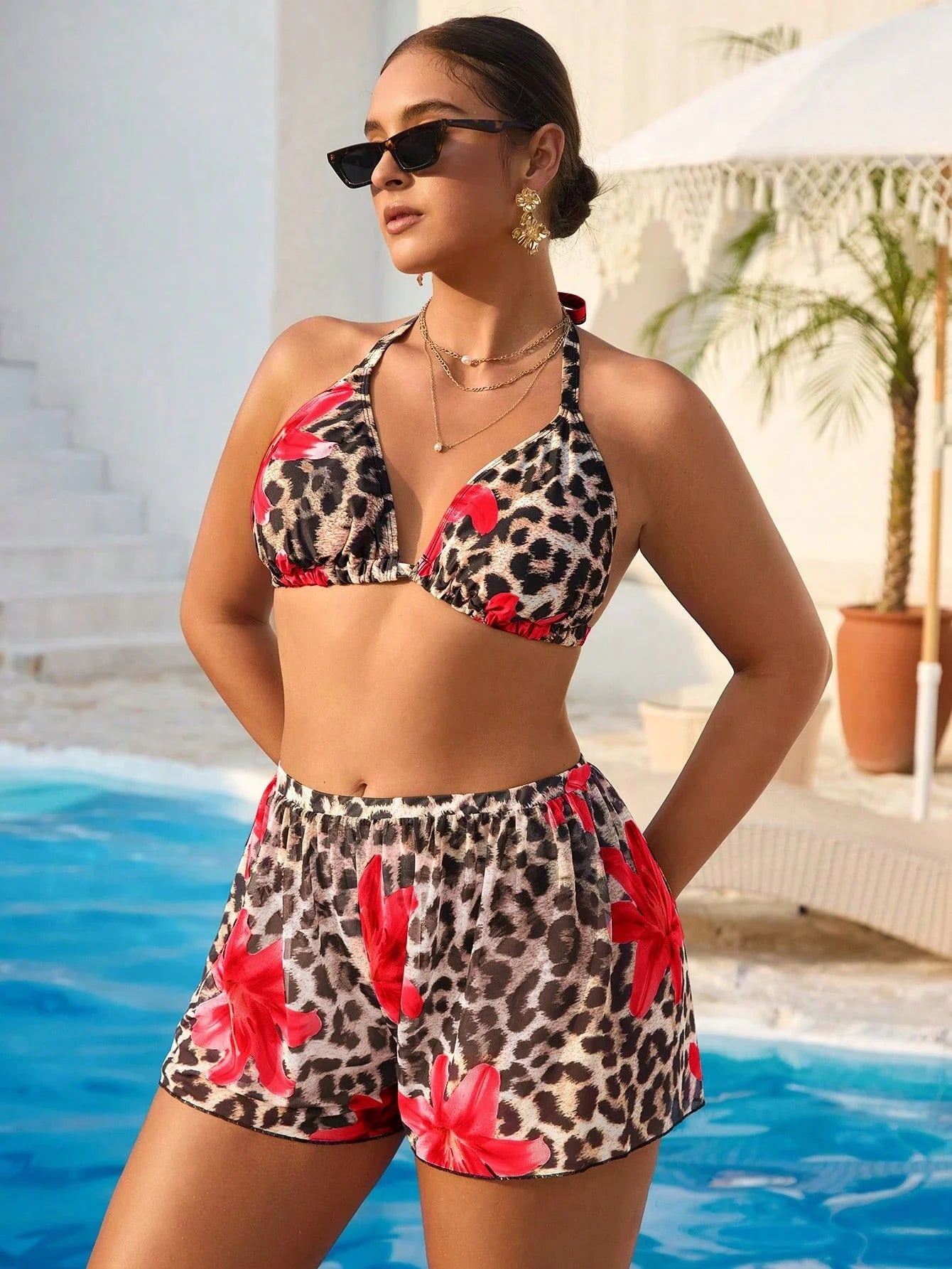 Conjunto de Biquíni Plus Size 3 Peças
