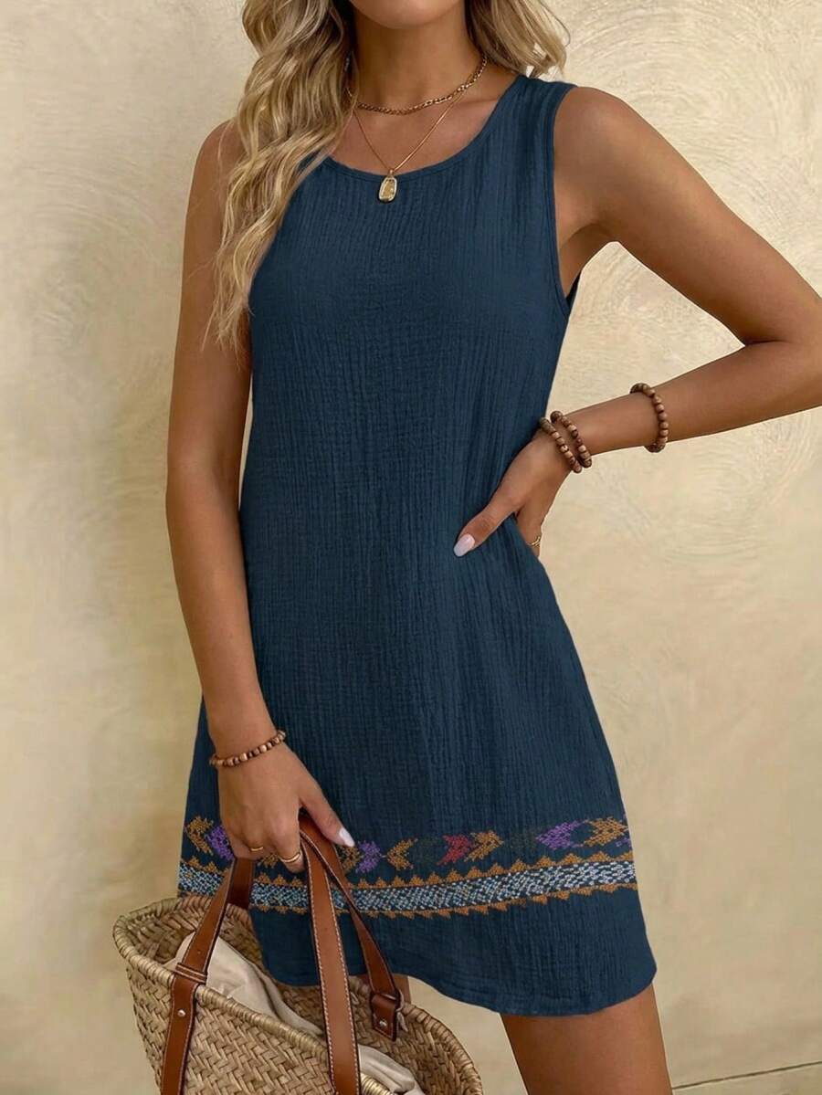 Vestido Curto Boho de Algodão com Bordado - La Lecce