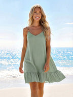 Saída de Praia Vestido Mini em A com Argola