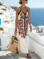 Vestido Longo Estampa de Leopardo com Costas Abertas - La Lecce