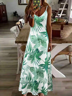 Vestido Midi de Malha com Estampa Tropical e Recorte Vazado - La Lecce