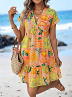 Vestido Curto Boho com Babado e Detalhe em Pompom - La Lecce