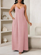 Vestido Maxi Boho de Alças com Costas Abertas e Bolsos - La Lecce