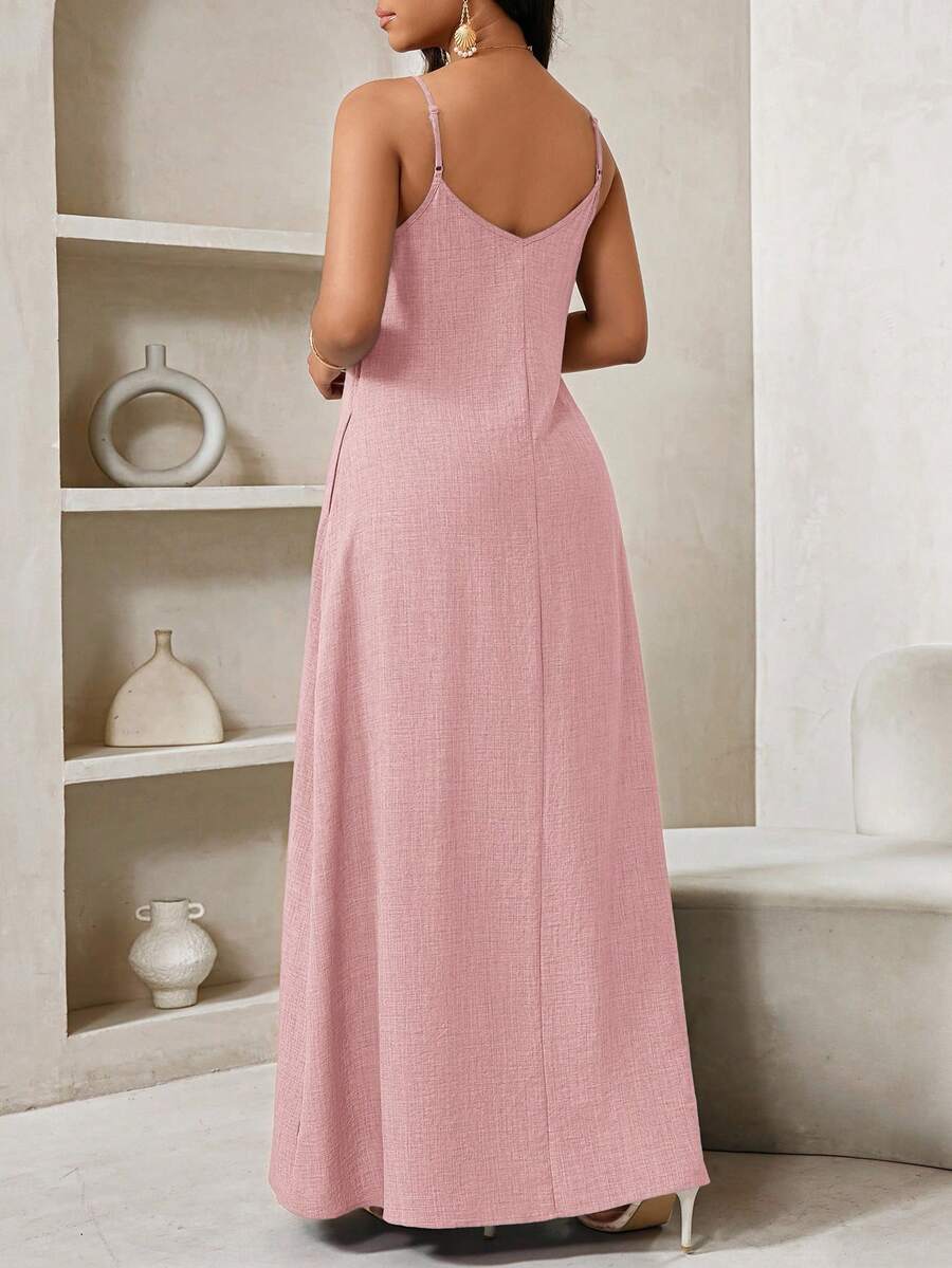 Vestido Maxi Boho de Alças com Costas Abertas e Bolsos - La Lecce