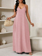 Vestido Maxi Boho de Alças com Costas Abertas e Bolsos - La Lecce
