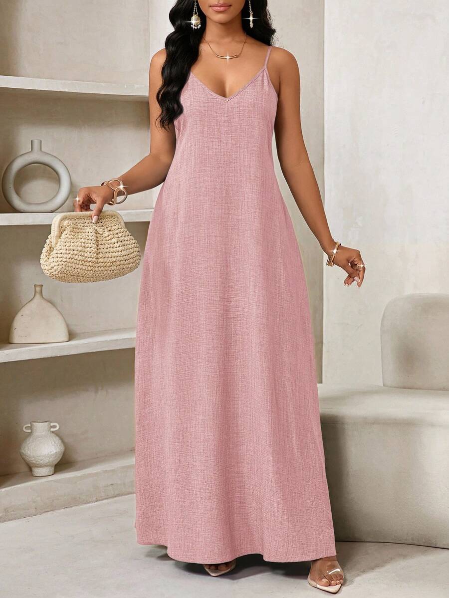 Vestido Maxi Boho de Alças com Costas Abertas e Bolsos - La Lecce