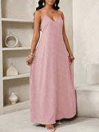 Vestido Maxi Boho de Alças com Costas Abertas e Bolsos - La Lecce