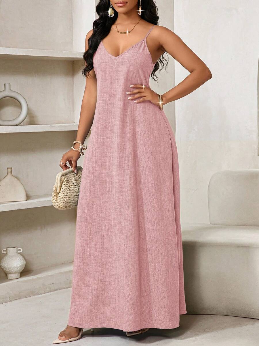 Vestido Maxi Boho de Alças com Costas Abertas e Bolsos - La Lecce