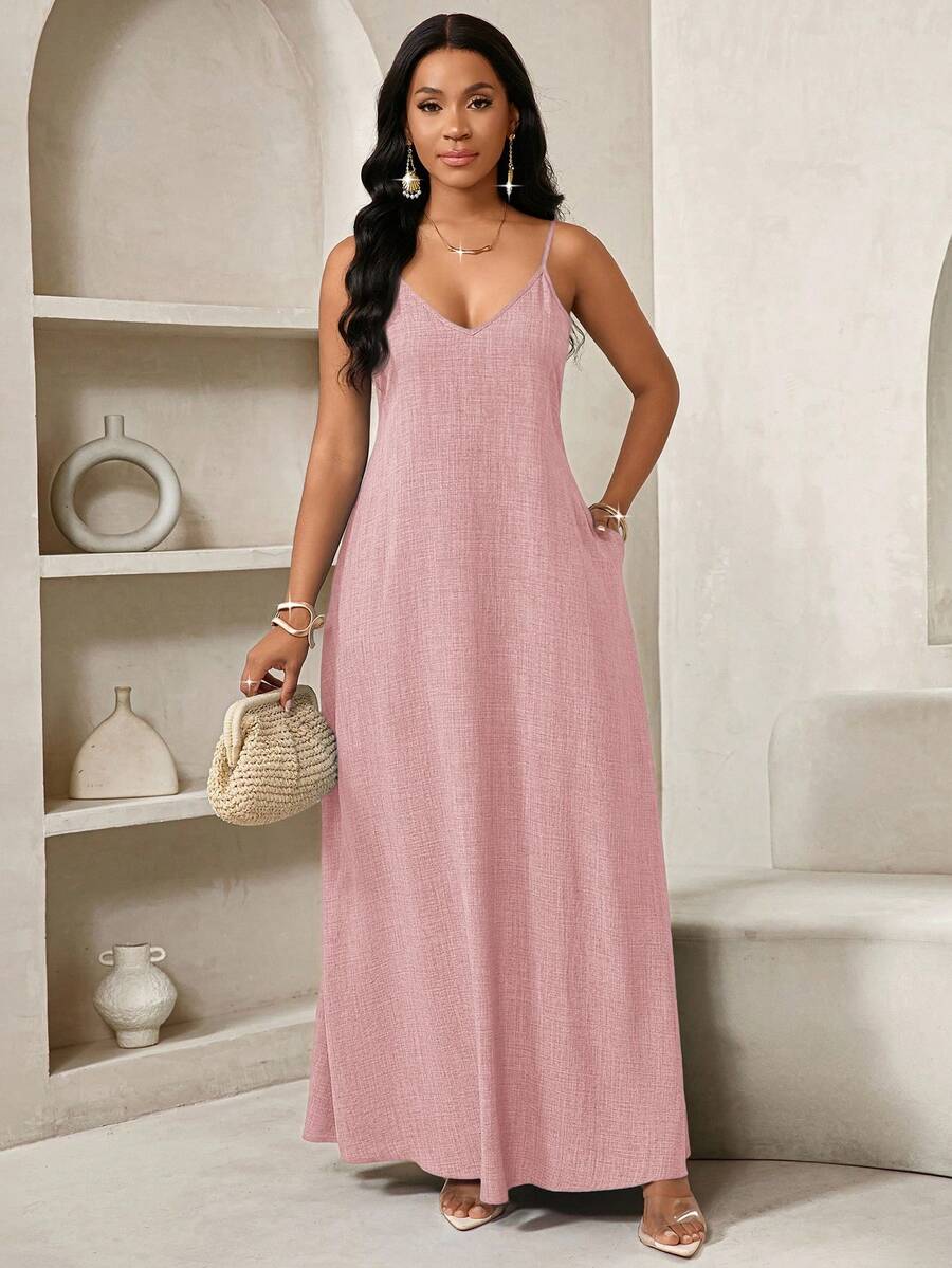 Vestido Maxi Boho de Alças com Costas Abertas e Bolsos - La Lecce