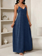 Vestido Maxi Boho de Alças com Costas Abertas e Bolsos - La Lecce