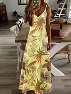 Vestido Midi de Malha com Estampa Tropical e Recorte Vazado - La Lecce