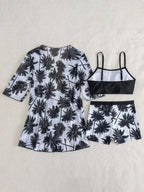 Conjunto de Biquíni 3 Peças Estampa Tropical