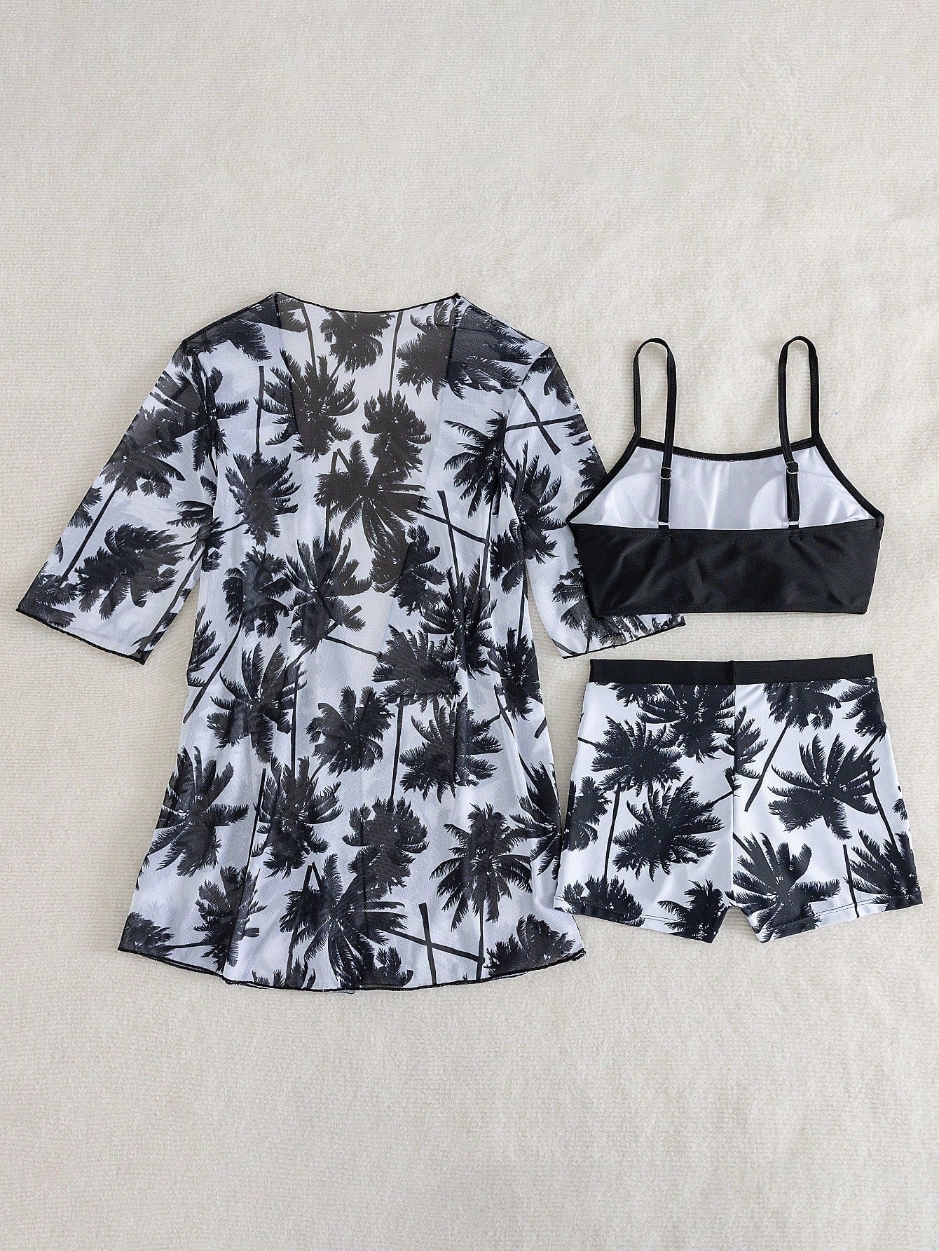 Conjunto de Biquíni 3 Peças Estampa Tropical