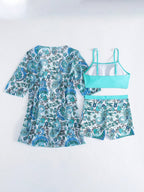 Conjunto de Biquíni 3 Peças Estampa Tropical