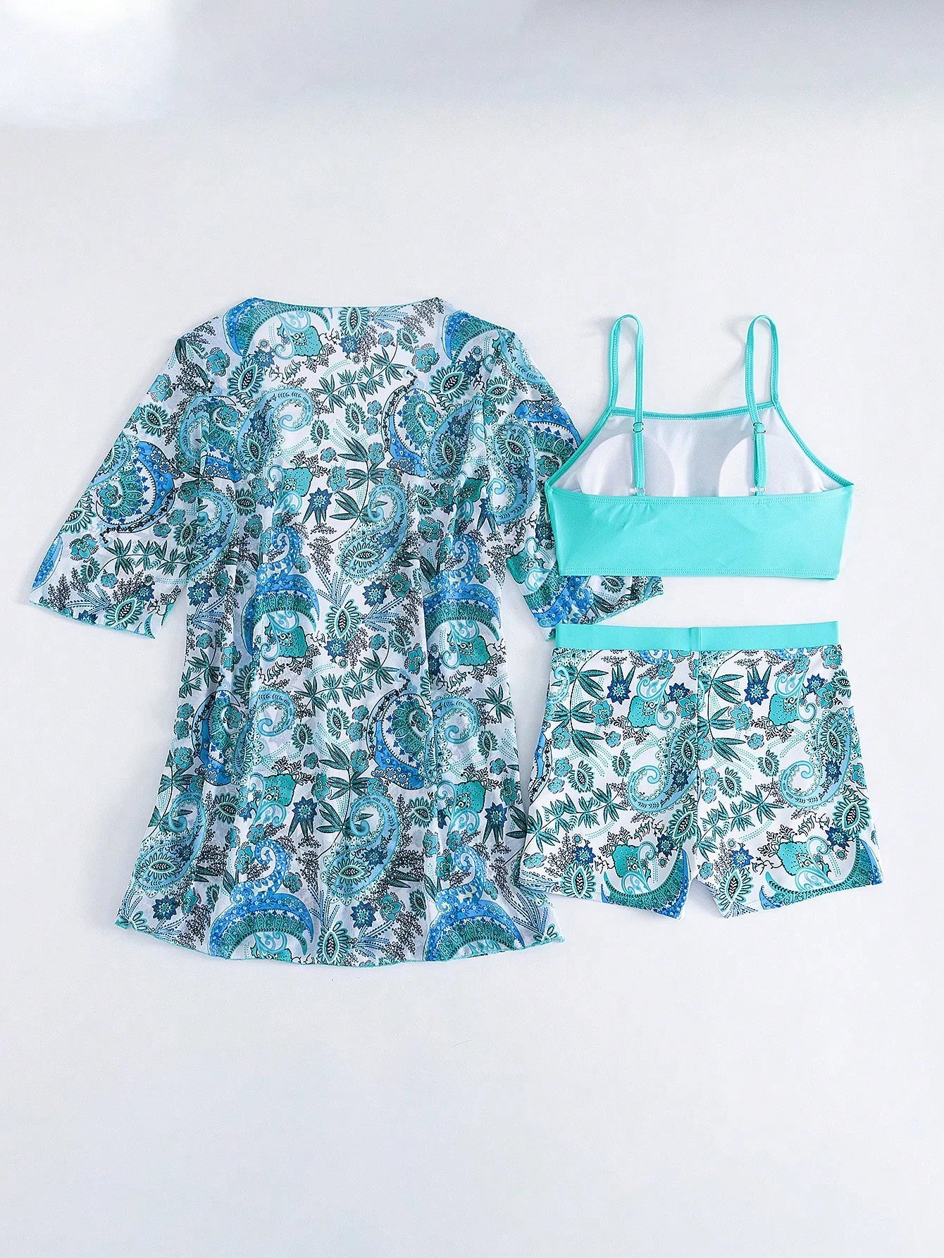 Conjunto de Biquíni 3 Peças Estampa Tropical
