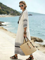 Vestido Saída de Praia Longo Kaftan com Estampa Geométrica - La Lecce