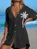 Saída de Praia Kimono Camisa Oversized com Botões