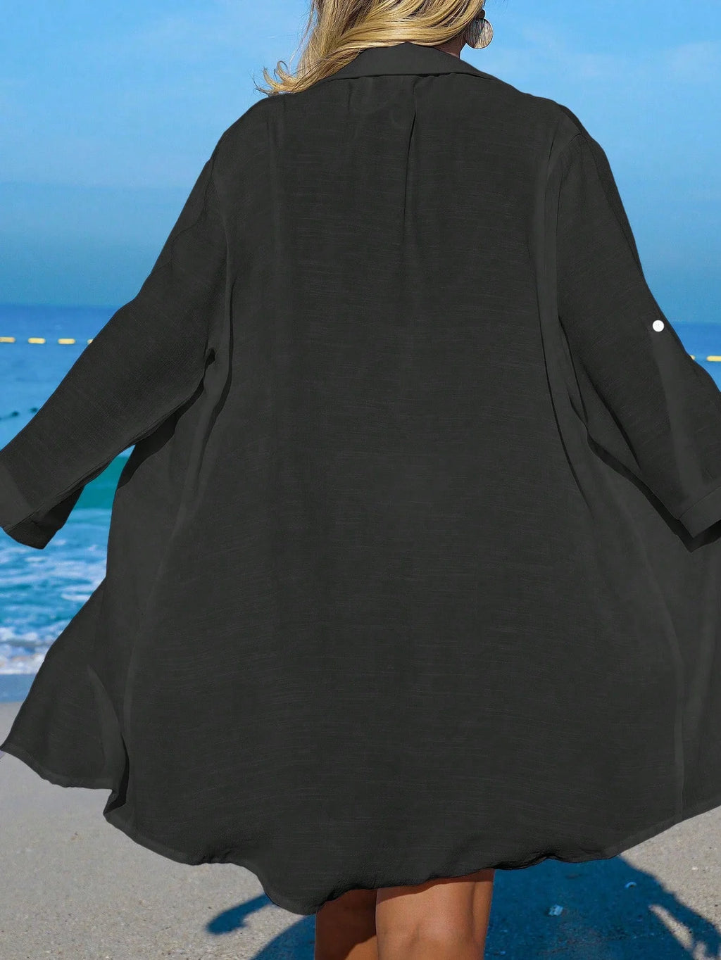 Saída de Praia Kimono Camisa Oversized com Botões
