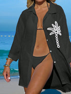 Saída de Praia Kimono Camisa Oversized com Botões