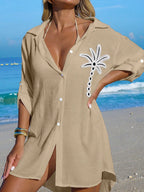 Saída de Praia Kimono Camisa Oversized com Botões