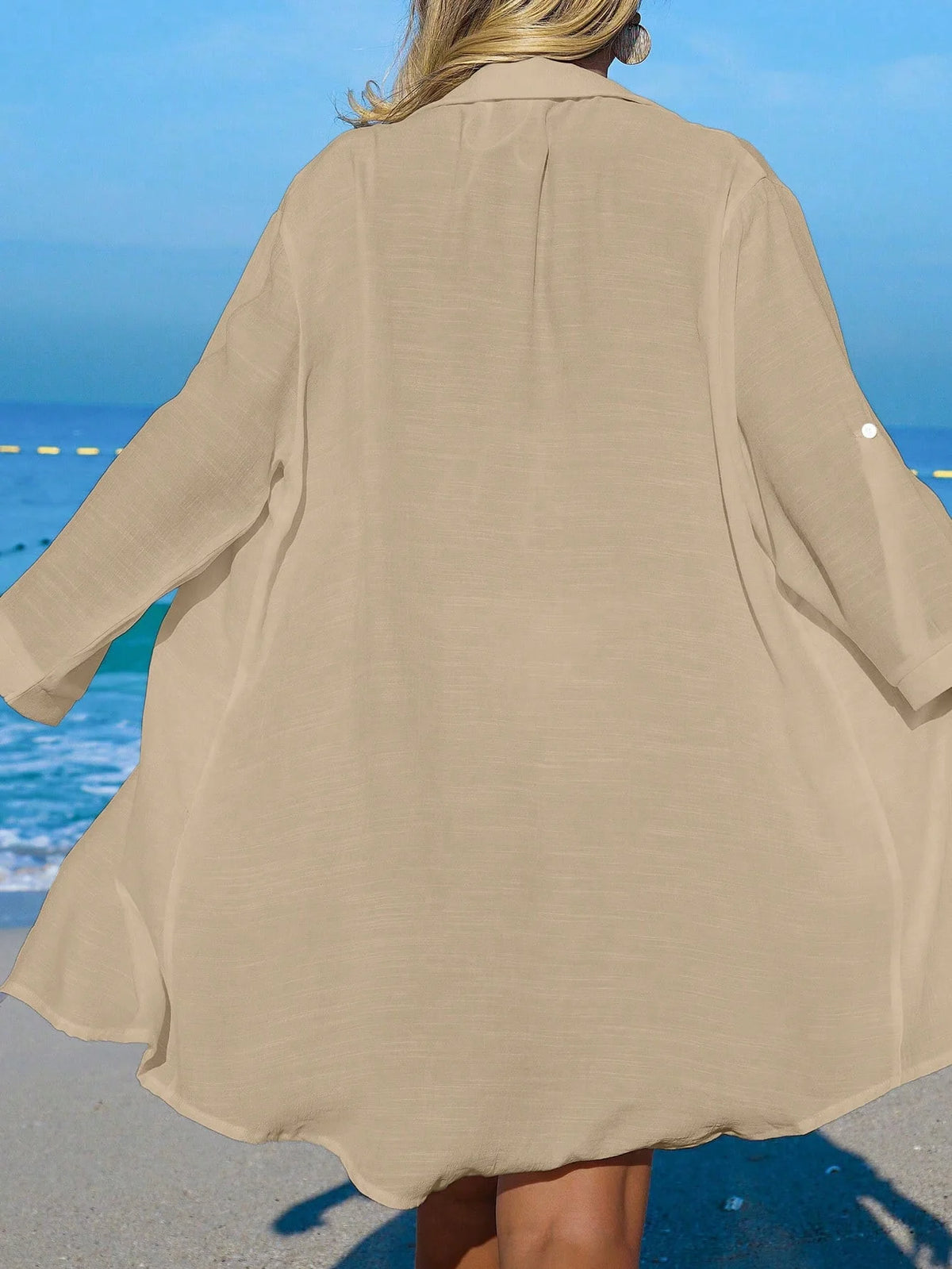 Saída de Praia Kimono Camisa Oversized com Botões