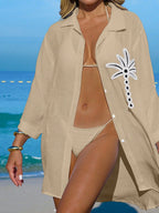 Saída de Praia Kimono Camisa Oversized com Botões