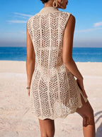 Vestido de Crochê Longo com Recorte Vazado