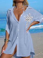 Saída de Praia Kimono Camisa Oversized com Botões