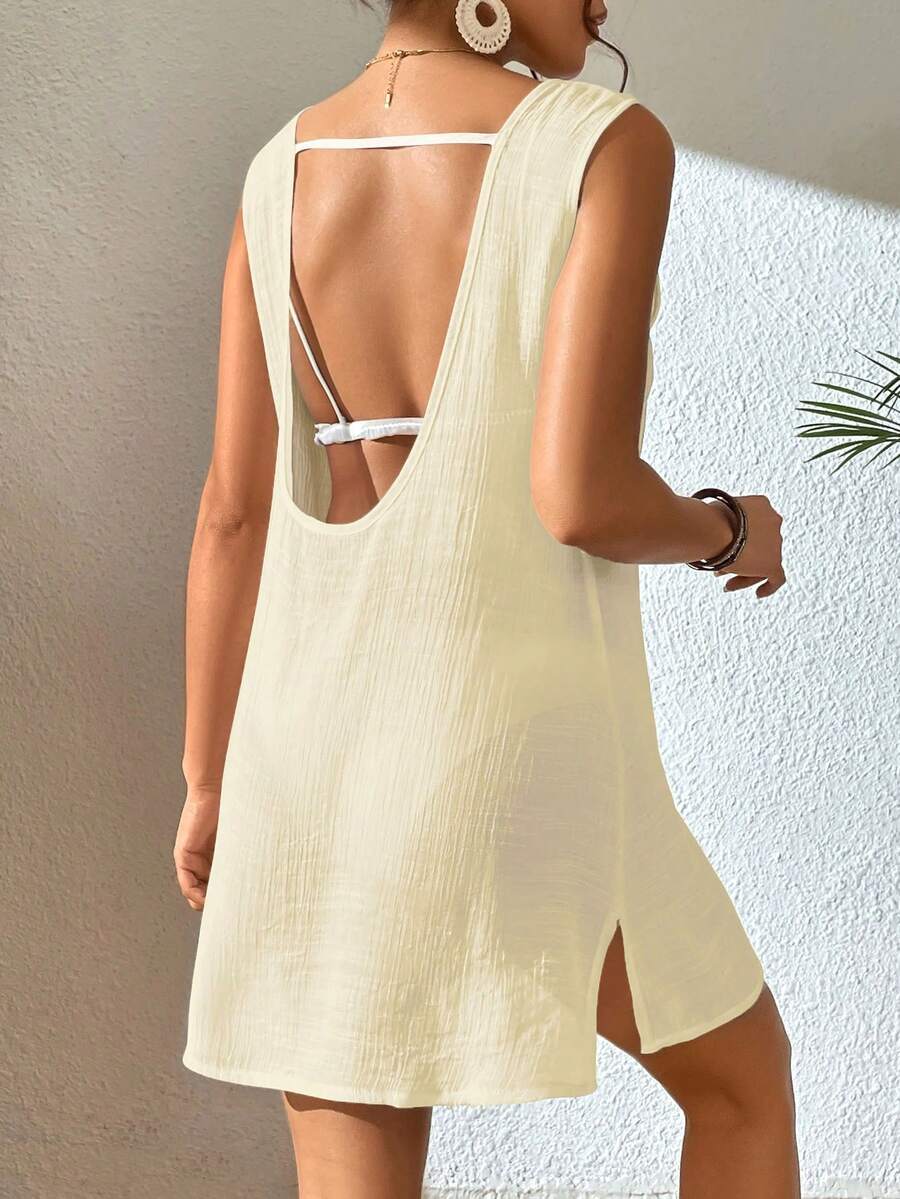 Vestido Saída de Praia com Decote U e Costas Abertas - La Lecce