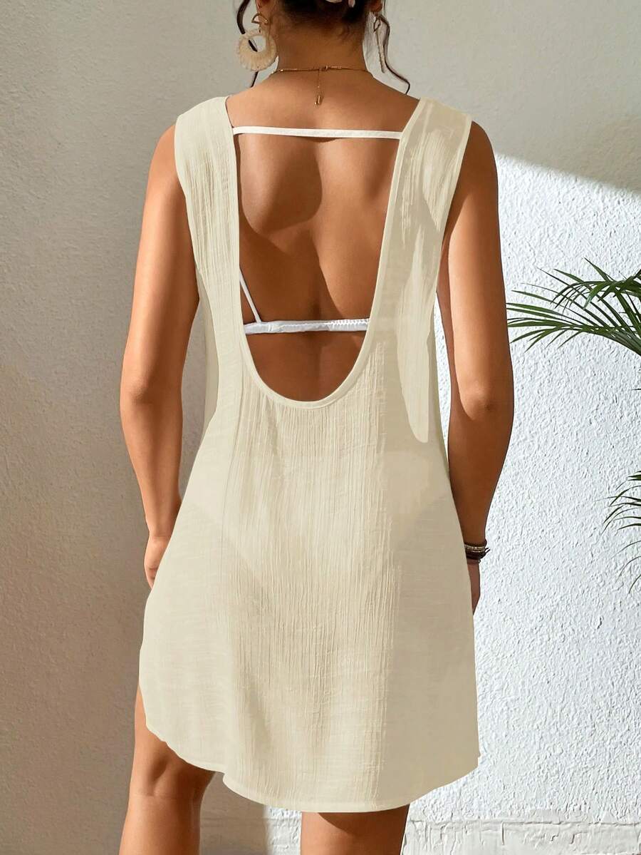Vestido Saída de Praia com Decote U e Costas Abertas - La Lecce