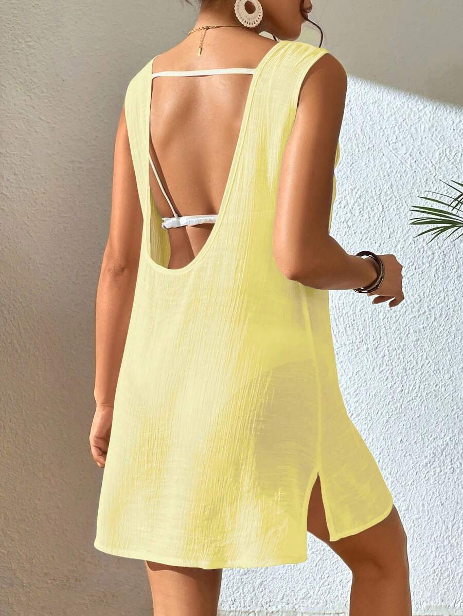 Vestido Saída de Praia com Decote U e Costas Abertas - La Lecce