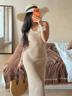 Vestido Saída de Praia em Tricô Sem Mangas