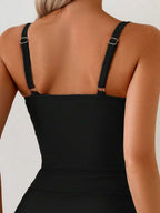 Tankini Franzido com Torção Frontal e Anel Metálico