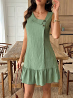 Vestido Midi Bata com Gola Assimétrica e Botões - La Lecce