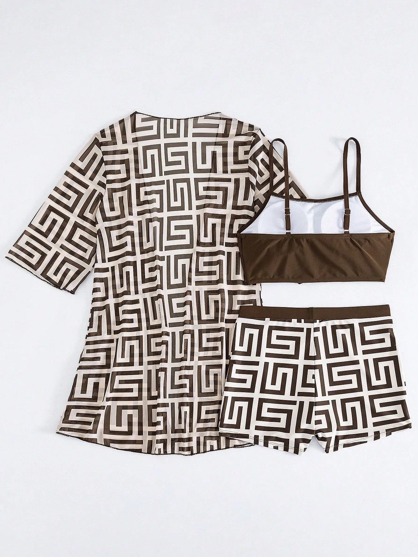 Conjunto de Biquíni 3 Peças Estampa Tropical