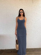 Vestido Saída de Praia Longo em Tricô com Costas Abertas - La Lecce