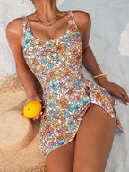 Conjunto de Praia com Saia Transpassada e Nó Lateral