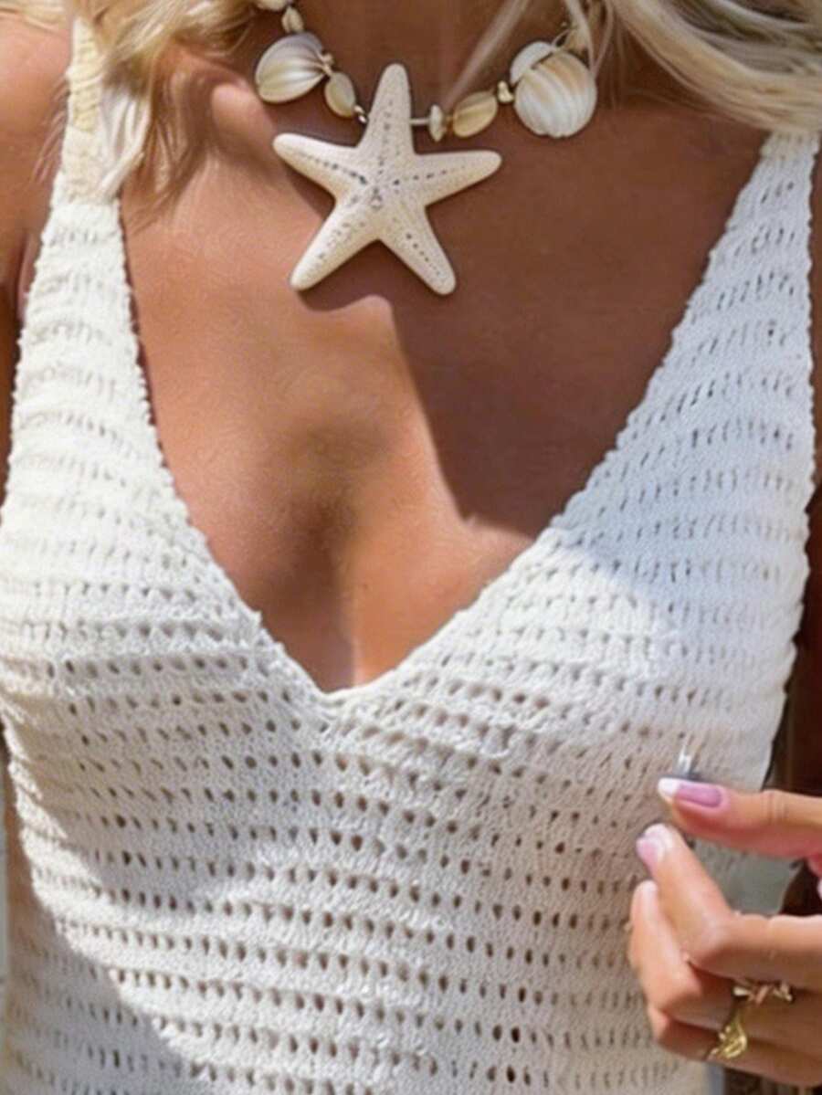Vestido Mini em Malha com Decote V e Babado na Barra - La Lecce