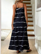 Vestido Longo de Malha com Estampa de Folhas de Coqueiro - La Lecce