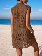 Vestido de Crochê Longo com Recorte Vazado