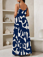 Vestido Maxi de Alças com Estampa Geométrica e Bolsos - La Lecce